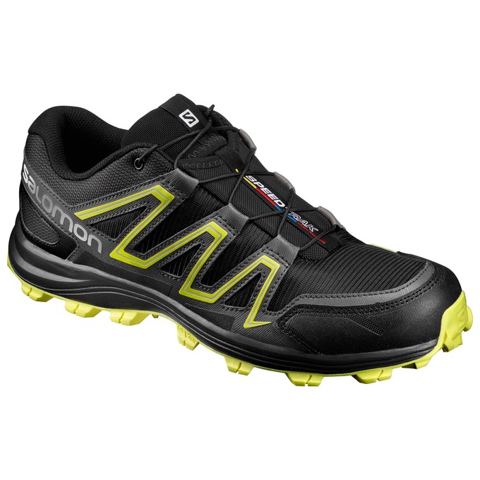 Salomon Israel SPEEDTRAK - Mens Trail Running Shoes - Black/Yellow (CMNK-41295)